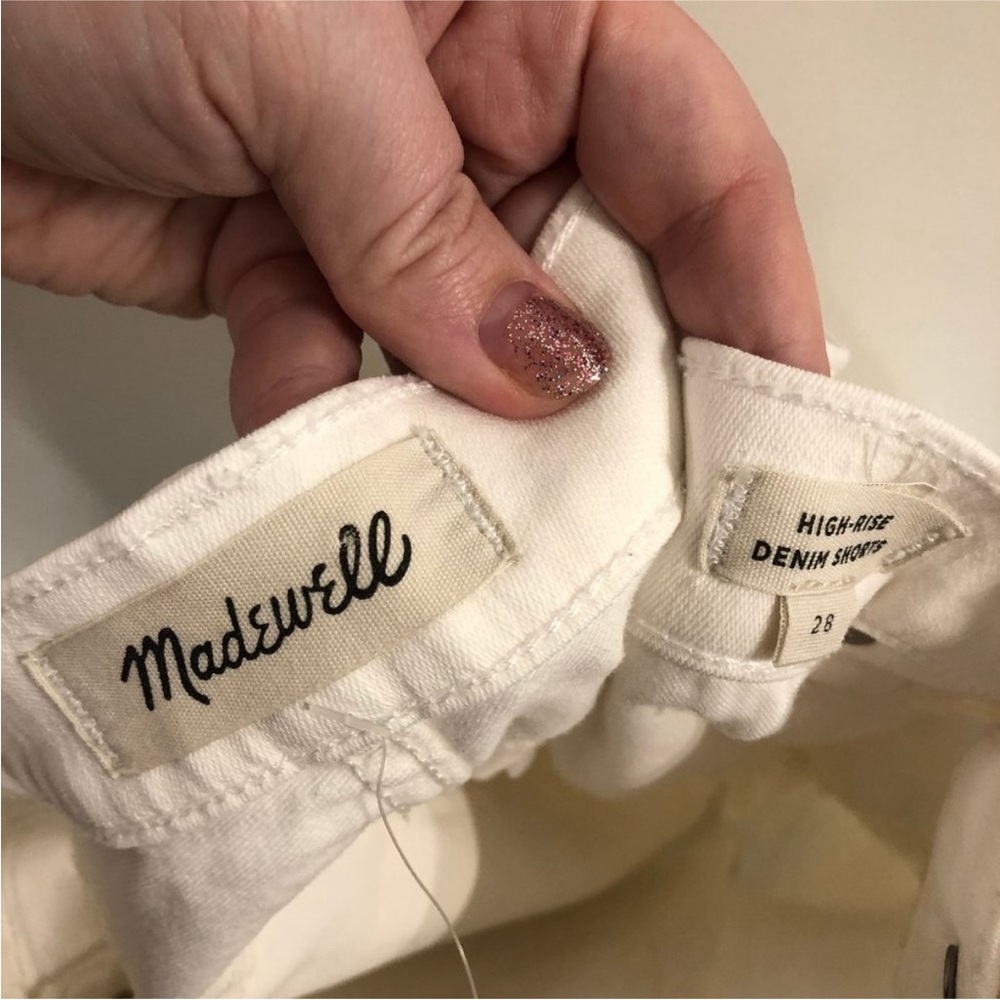 Madewell White High-Waisted Women’s Denim Shorts in Tile White Size 28 - Picture 6 of 7